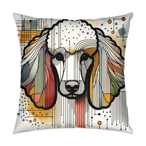 Dog Art Throw Pillow, Poodle, Modern, Stylish, Abstract Art, Cushion, Canine, Dog Lover, Birthday, Christmas, 008