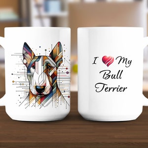 Bull Terrier Art Mug 15oz, Modern, Stylish, Abstract Art, Dog Lover, Unique Gift, Canine, Birthday, Christmas, 004