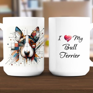 Bull Terrier Art Mug 15oz, Modern, Stylish, Abstract Art, Dog Lover, Unique Gift, Canine, Birthday, Christmas, 006
