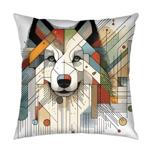 Dog Art Throw Pillow, Greenland Dog, Modern, Stylish, Abstract Art, Cushion, Canine, Dog Lover, Birthday, Christmas, 002