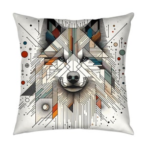 Dog Art Throw Pillow, Greenland Dog, Modern, Stylish, Abstract Art, Cushion, Canine, Dog Lover, Birthday, Christmas, 003