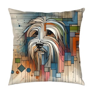 Dog Art Throw Pillow, Havanese, Modern, Stylish, Abstract Art, Cushion, Canine, Dog Lover, Birthday, Christmas, 003