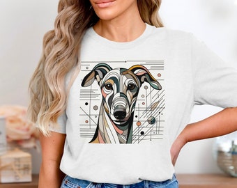 Dog Art T-Shirt, Greyhound, Modern, Stylish, Abstract Art, Tshirt, Canine, Dog Lover, Birthday, Christmas, 003