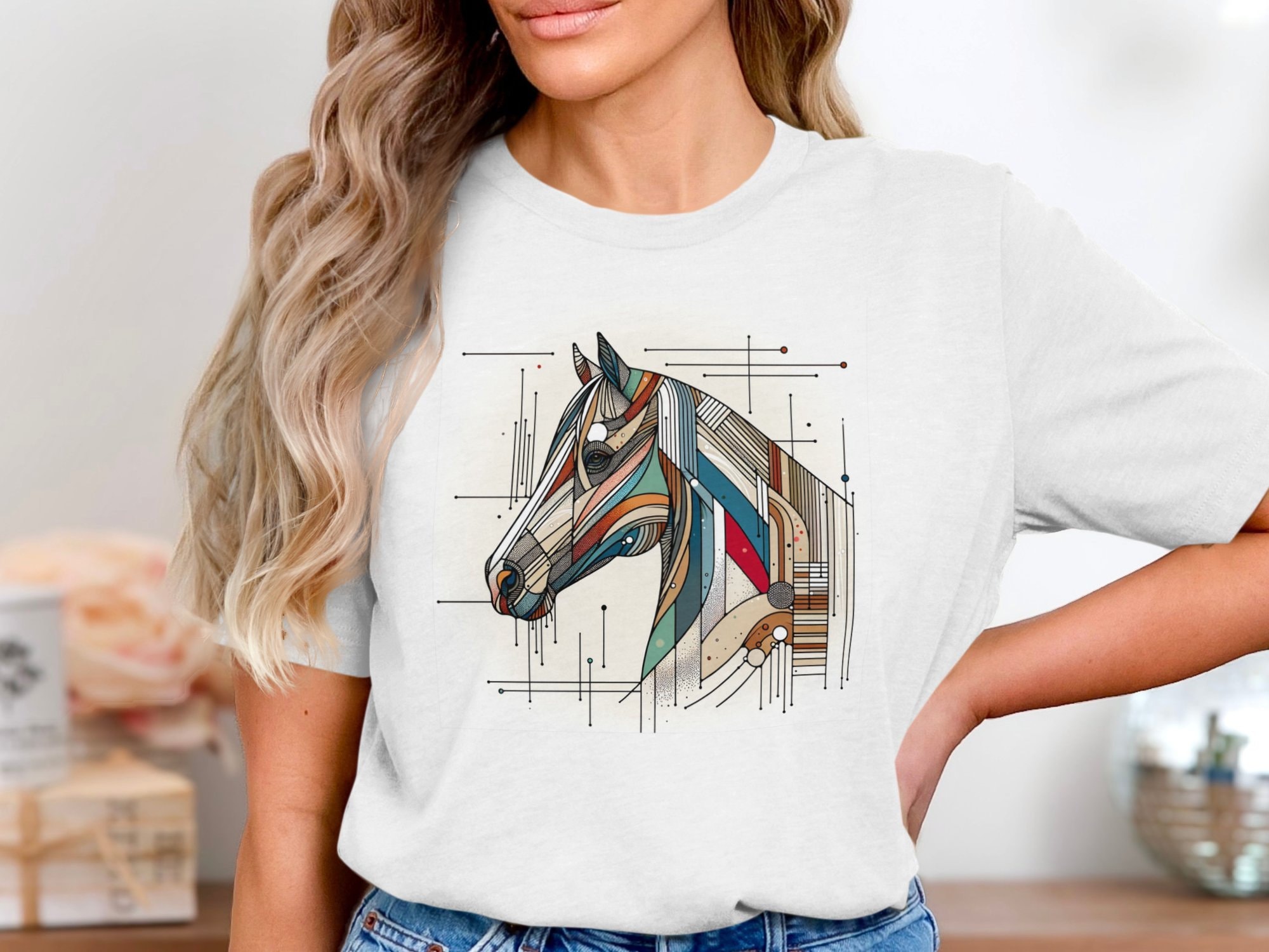 Horse Art T-shirt, American Paint Horse, Modern, Stylish, Abstract