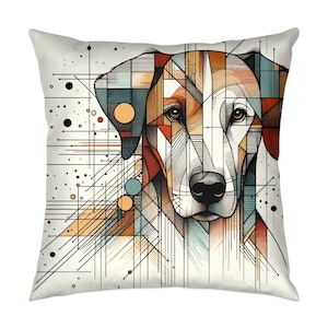 Dog Art Throw Pillow, American Foxhound, Modern, Stylish, Abstract Art, Cushion, Canine, Dog Lover, Birthday, Christmas, 003