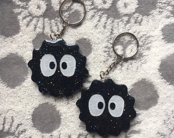 Soot Sprite Glitter Keychain; Resin Keychain; Handmade