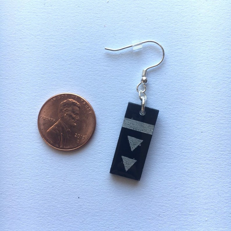 Black /& White Bath Token Dangle Earrings; Silver-Plated Earrings; Resin Earrings