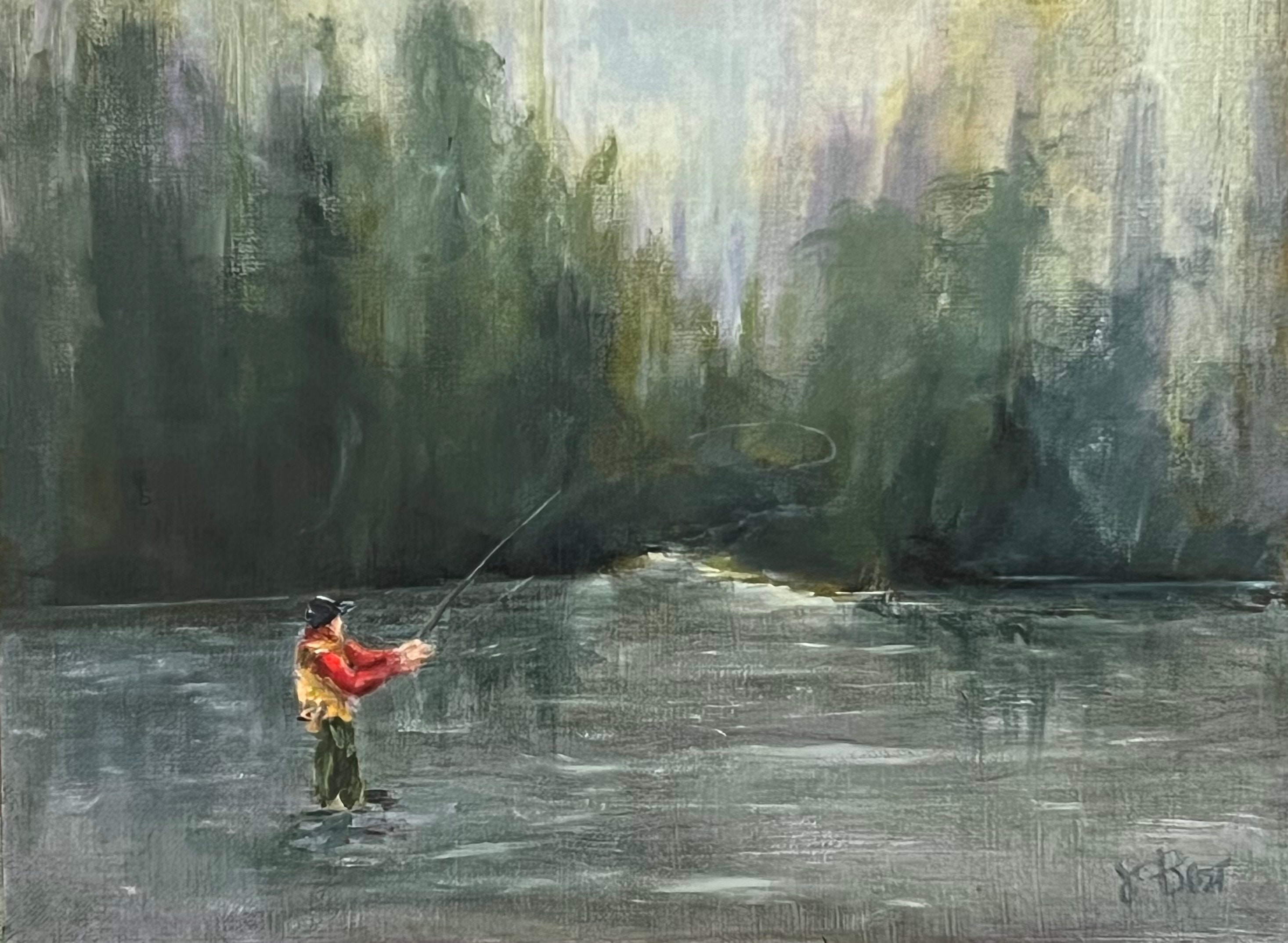 Fly Fishing oil painting, original