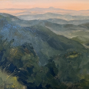 Blue Ridge Parkway, Appalachia, NC, WNC, mountain painting, "Thunder Hill Overlook” 8x16 oil
