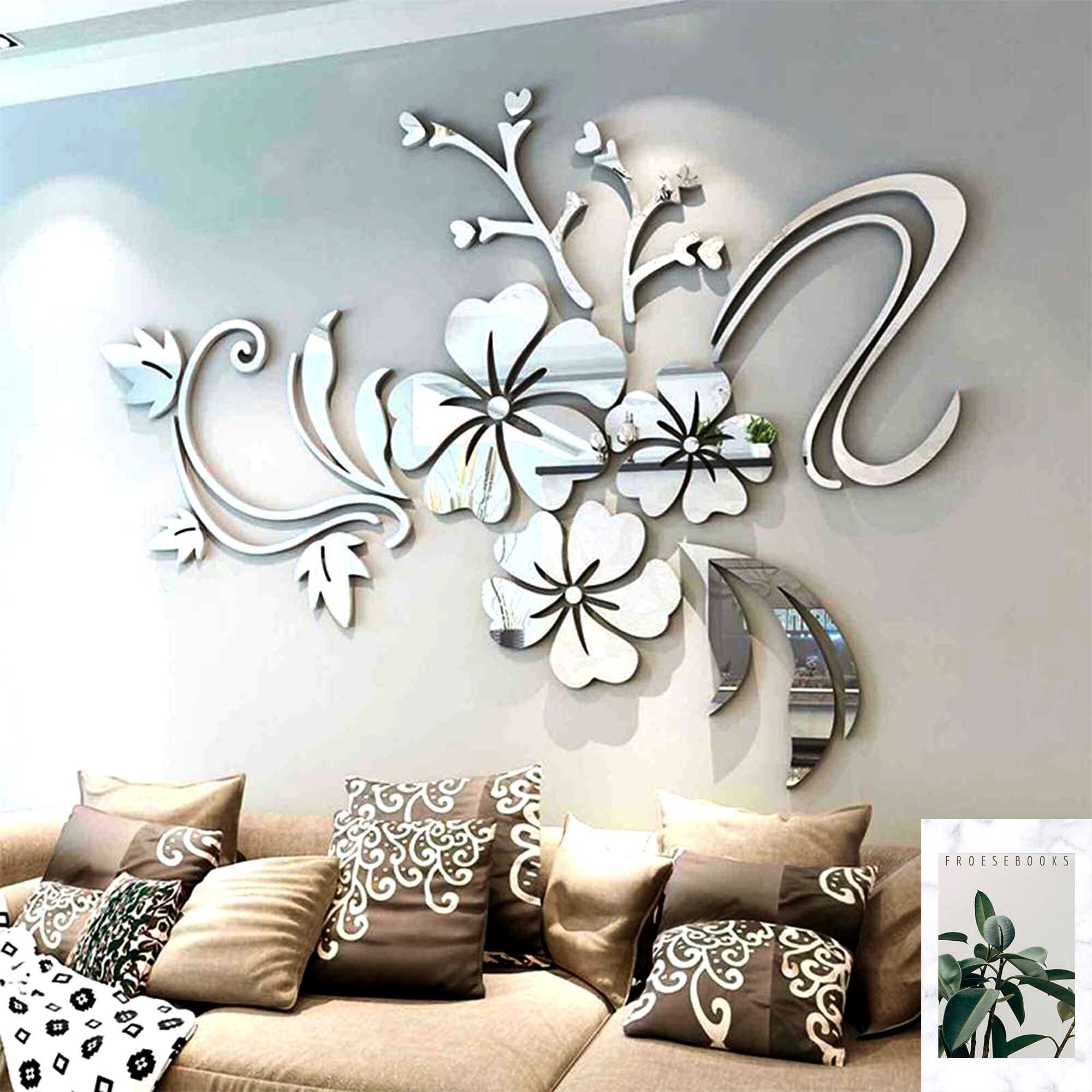 36 Pieces Acrylic Mirror Wall Sticker Removable Flower Mirror Home Bedroom Living Room Decoration Gold, Silver 36 Pieces Acrylic Mirror Wall Sticker Removable Flower Mirror Home Bedroom Living Room Decoration Gold, Silver
