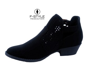 black booties low heel