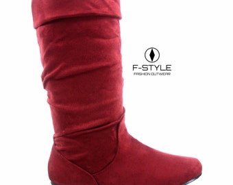 brown calf boots flat