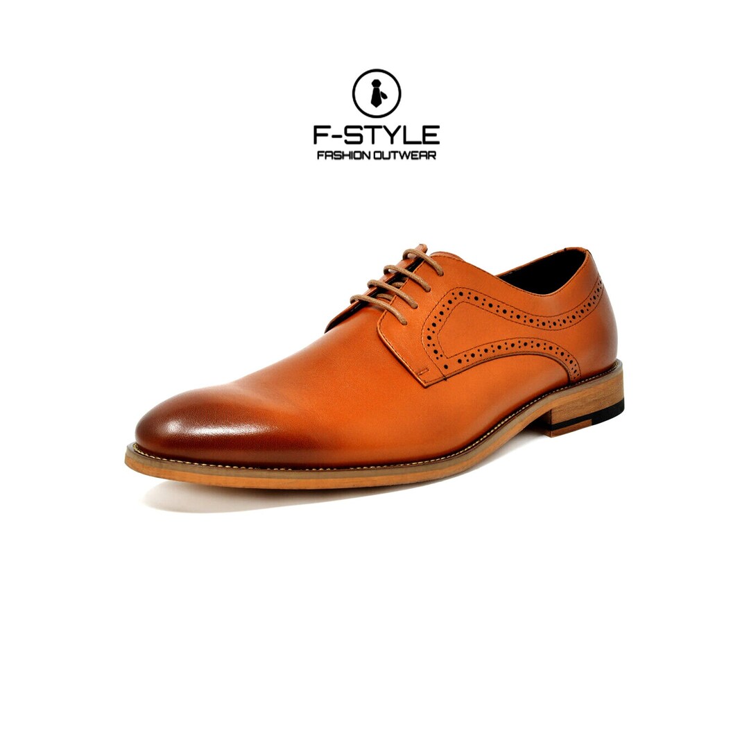 Brown 2 Men's Classic Oxford Shoes Genuine Leather Casual Etsy