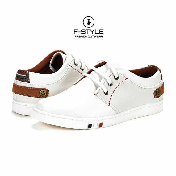 White, Men's Casual Shoes Lace Up Walking Shoes Fashion Sneakers Men Driving Loafers Casual Leather Shoes Smart Lightweight Flats Deck Shoes