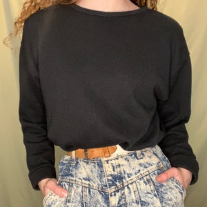 Black 1980s Sweater with Shoulder Pads