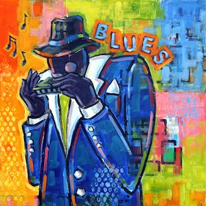 Harmonica Player Art Print