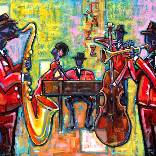 Jazz Band Wall Art Abstract Canvas Print Jazz Wall Decor Etsy