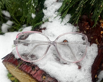 Vintage 1980’s Cotton Candy Pink & Clear Eyeglasses Made in Taiwan