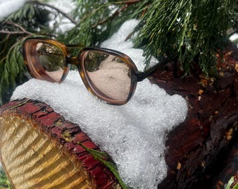 Vintage 1960’s Classic Italian Flat Square Brown Tortoise Eyeglasses