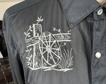トップス 70's HbarC western shirt Vintage 70's H Bar C California Ranchwear Embroidered