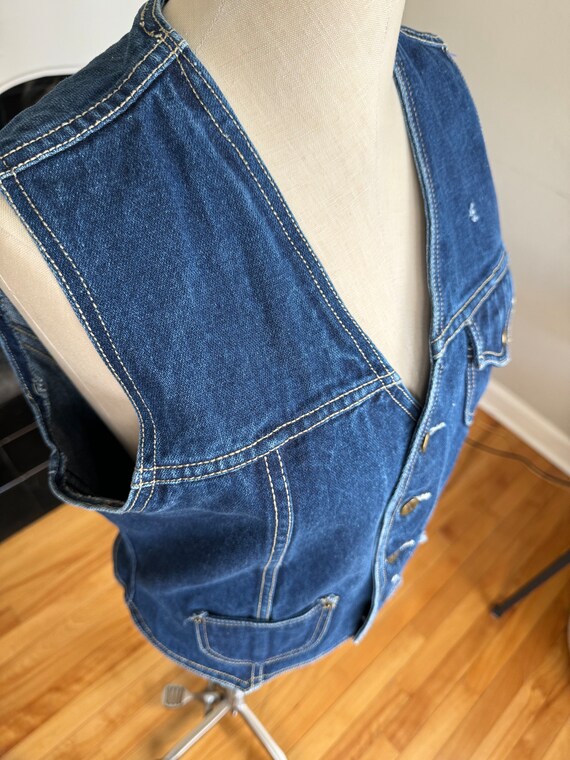Vintage Denim Vest, Adjustable Back, Size Medium,… - image 3