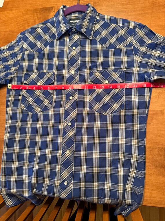 Vintage 90s Wrangler Blue Plaid Western Shirt wit… - image 8