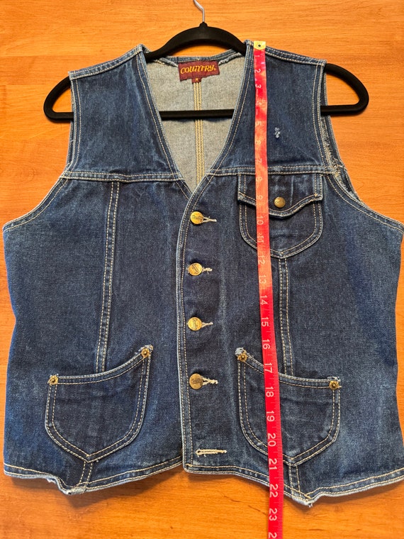 Vintage Denim Vest, Adjustable Back, Size Medium,… - image 10