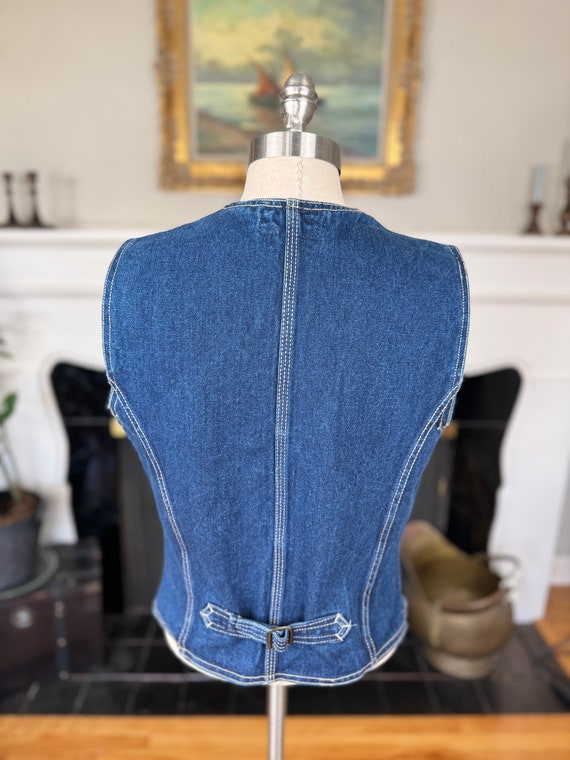 Vintage Denim Vest, Adjustable Back, Size Medium,… - image 6