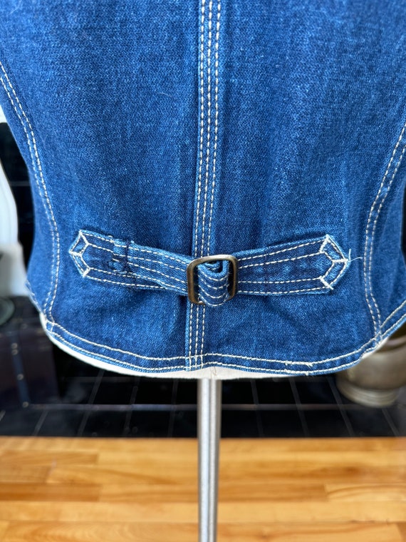 Vintage Denim Vest, Adjustable Back, Size Medium,… - image 7