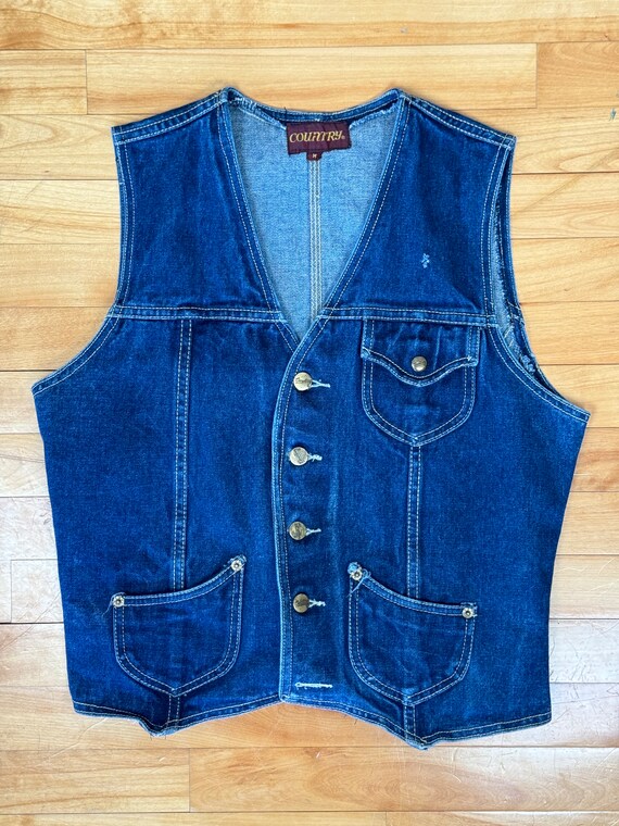 Vintage Denim Vest, Adjustable Back, Size Medium,… - image 8