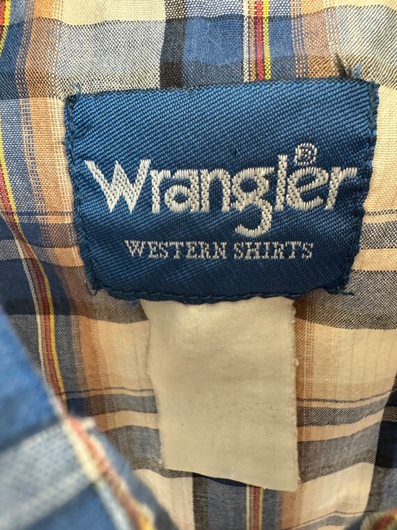 Vintage Wrangler Western Shirt, Pearl Snaps, Blue… - image 7