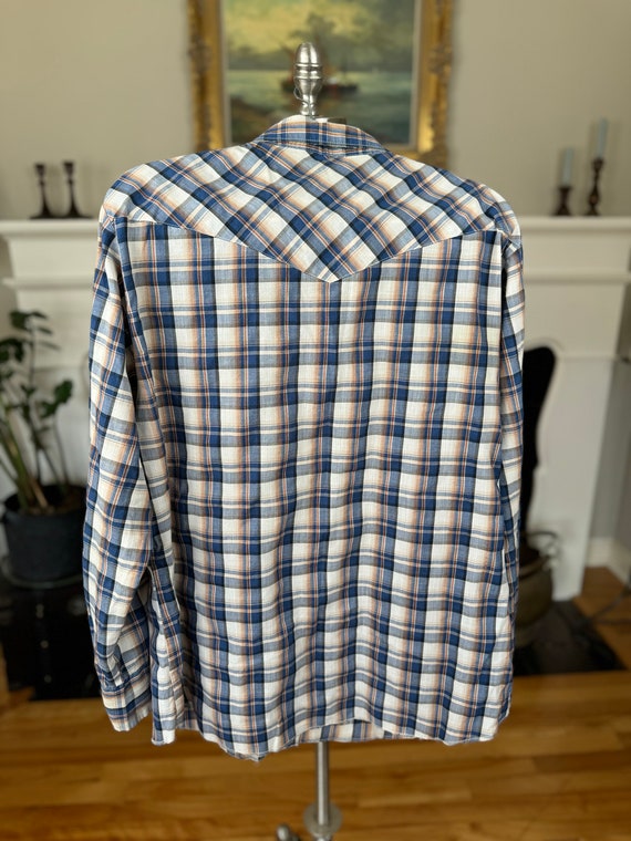 Vintage Wrangler Western Shirt, Pearl Snaps, Blue… - image 6