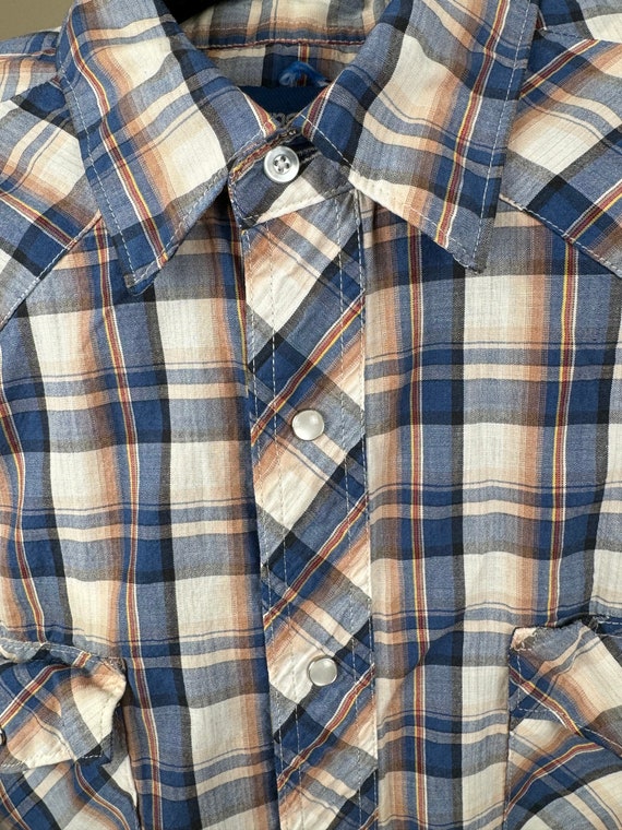 Vintage Wrangler Western Shirt, Pearl Snaps, Blue… - image 4