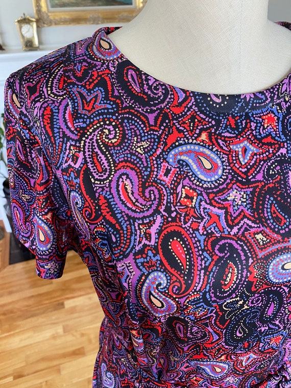 Vintage 80s Paisley Women's Dress with Matching B… - image 3