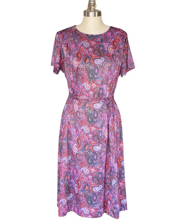 Vintage 80s Paisley Women's Dress with Matching B… - image 2