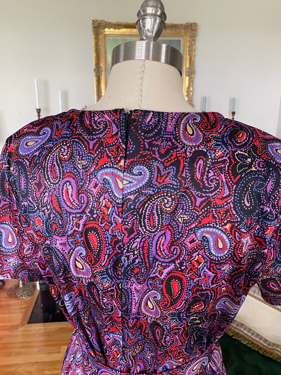 Vintage 80s Paisley Women's Dress with Matching B… - image 5