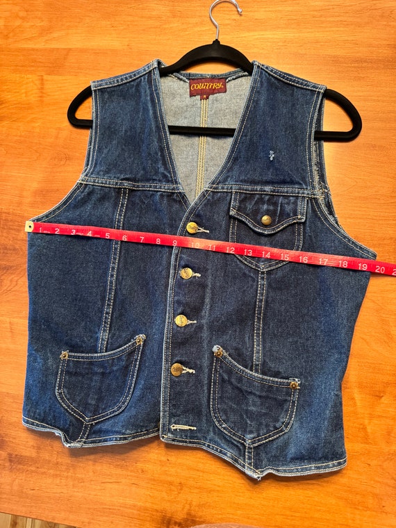 Vintage Denim Vest, Adjustable Back, Size Medium,… - image 9