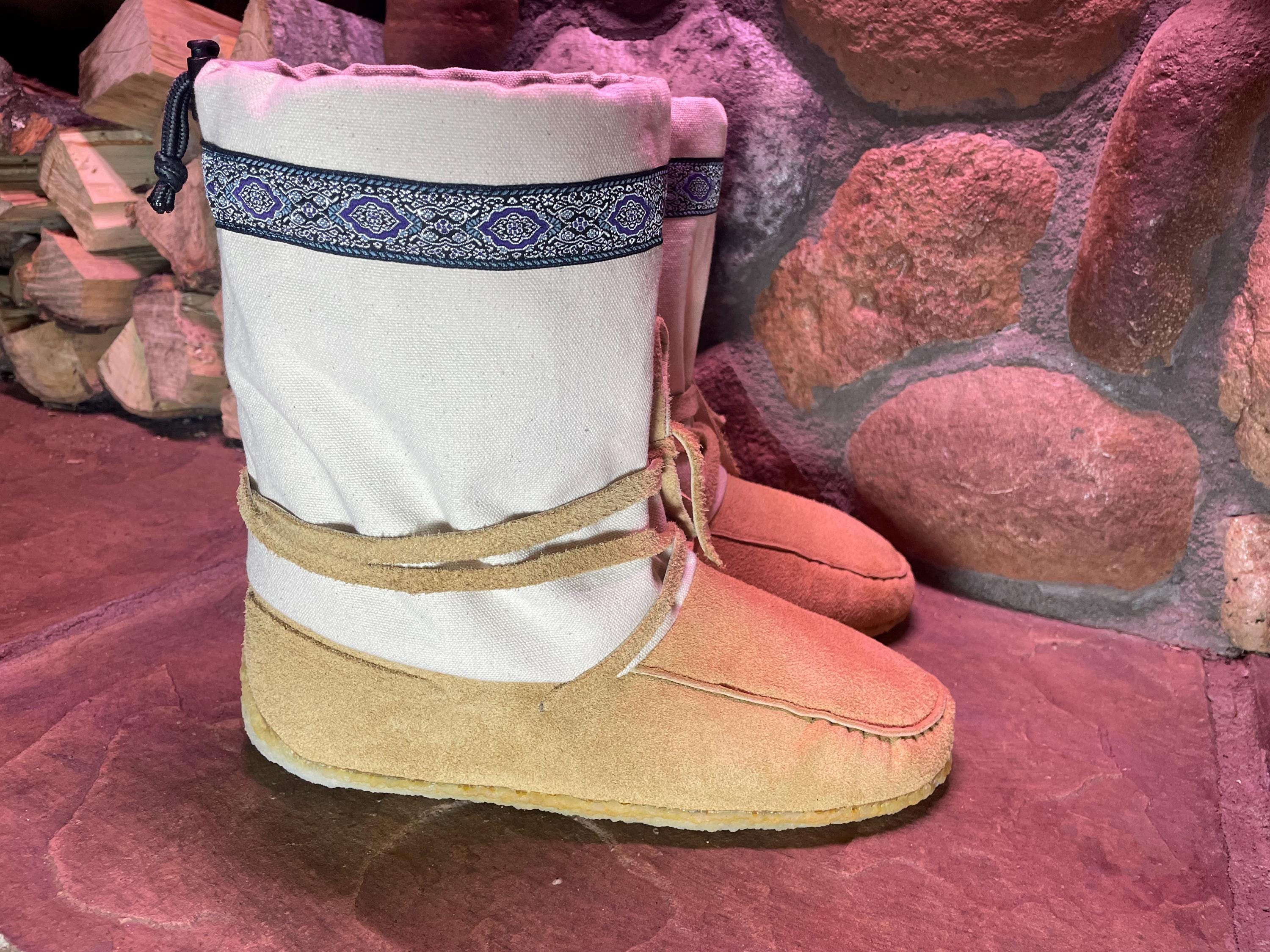 Vintage handmade Muk luks Fringed Tan Leather deerskin Native American Boots steger mukluks winter boats? • original price -... | Depop main image 3