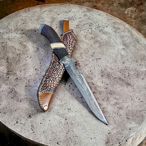 Handmade Carbon Steel Knife - “The Chopper” - 7” Blade - Harley Davidson Chain Forged
