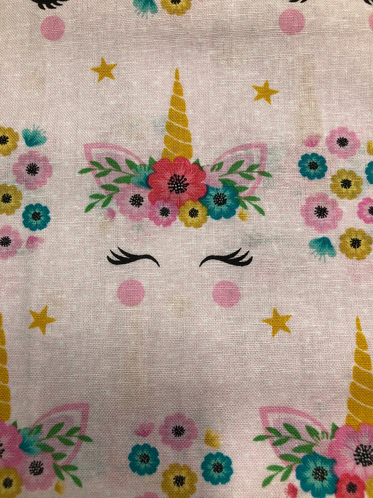 Adorable Pink Flower Unicorn Fabric 100 Cotton Fat Quarter. Etsy UK