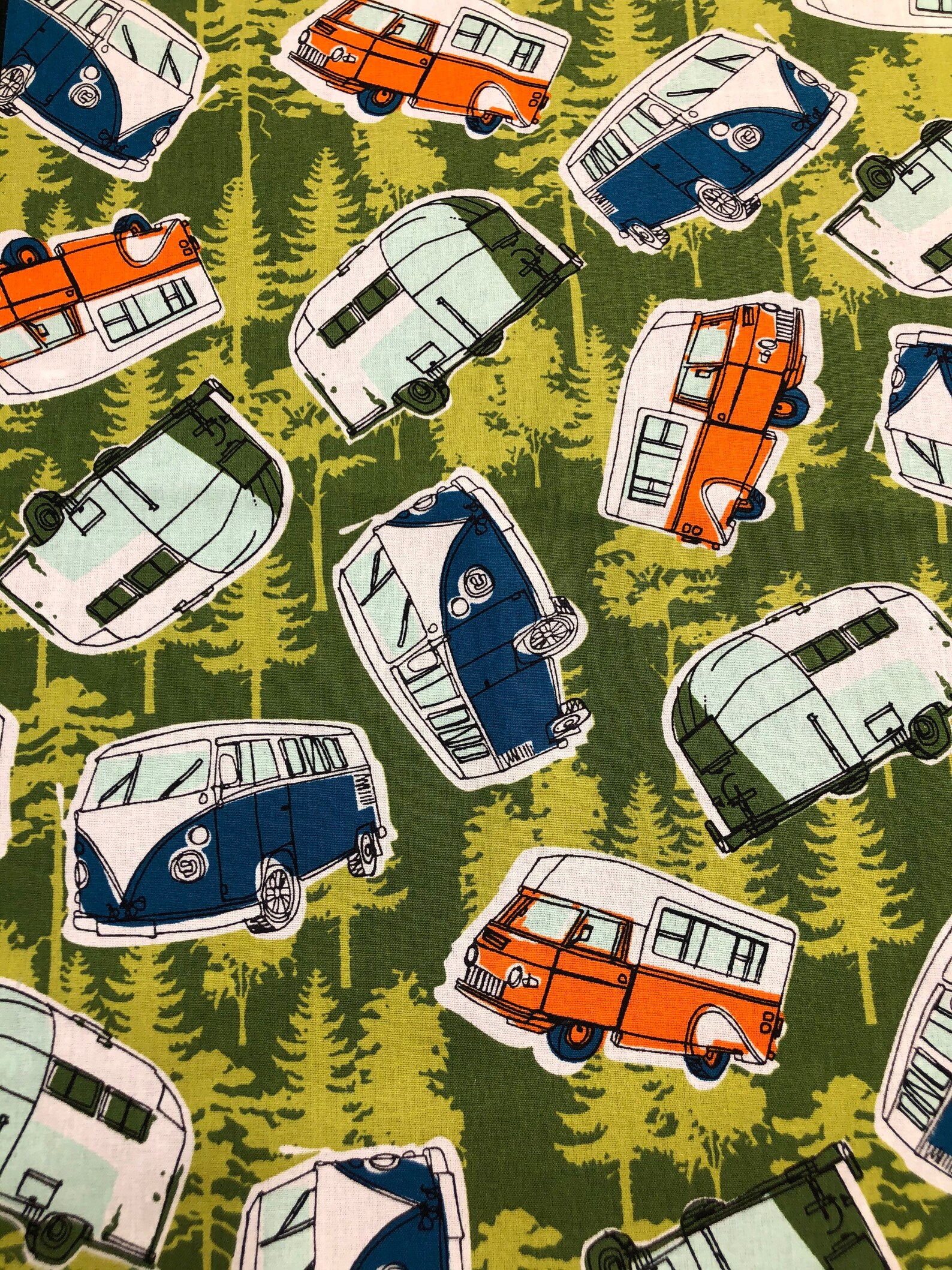 Camper VW bus fabric. 100 cotton. Fat quarter. Great for Etsy