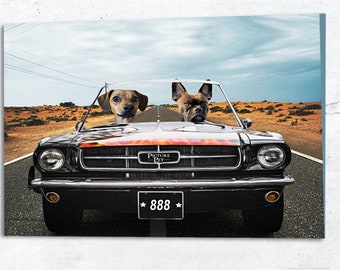 Custom 2 Pet Portrait . Personalized Pet Portrait . Funny Pet Portrait . Custom Pet Portrait . Driver Pet Portrait . Car Pet Gift