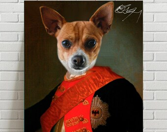 Retrato de mascota real personalizado: arte real de rey o reina a partir de una foto