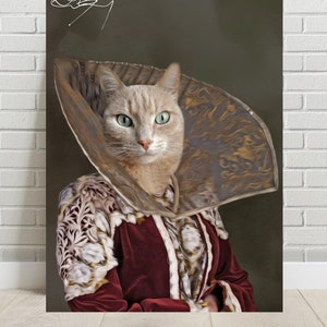 Custom Renaissance Queen Pet Portrait: Royal Pet Art