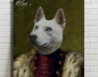 Custom Pet Portrait: Regal Renaissance Style Dog Art