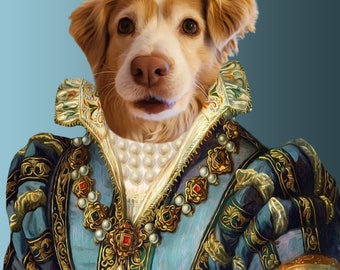 Retrato renacentista personalizado de mascotas: Arte conmemorativo personalizado para mascotas