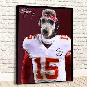 Custom American Football Pet Portrait: Kansas City Jersey Art image 1
