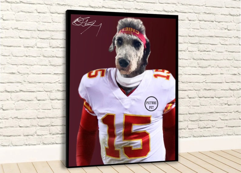 Custom American Football Pet Portrait: Kansas City Jersey Art image 1