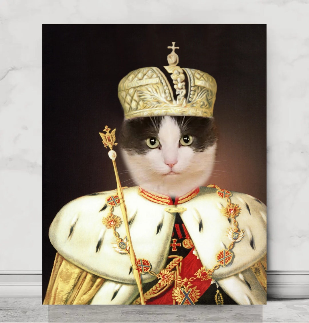 Custom Royal Pet Portrait: Regal King or Queen Art From Photo - Etsy