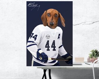 Custom NHL Hockey Fan Pet Portraitdog Cat 